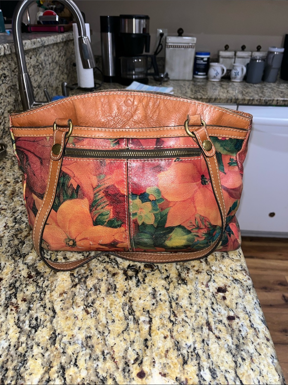 Patricia Nash Poppy Floral Leather Handbag